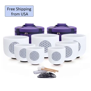 Hye-eun Colored Quartz Crystal Singing Bowls 7pcs